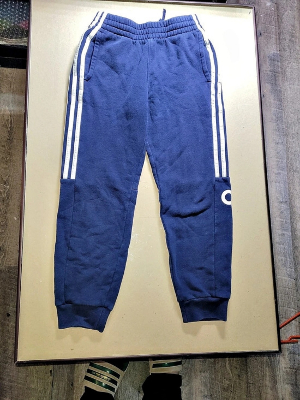 adidas Boys Essential 3-Stripe Fleece Jogger Pants Blue Medium
